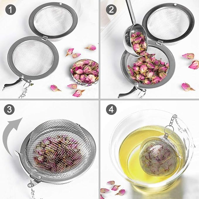 Tea Infuser Tea Strainers for Loose Tea Amethyst Crystal Heart Pendant Tea Filter Infinity Love Heart Handmade Gemstone Tea Ball with Extended Chain Hook for Brew Fine Loose Tea Gift - Bloomnest