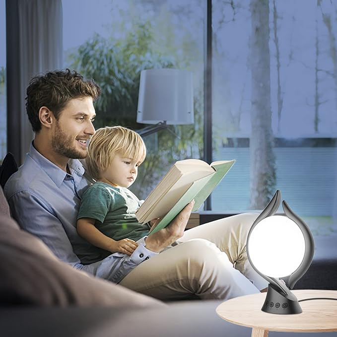 Voraiya Light Therapy Lamp 10000 Lux, UV-Free Therapy Light with 5 Brightness, 3 Color Temperature, 4 Timer, Memory Function, Full Spectrum, Bright Seasonal Sun Light Lamp for Bedroom, Office (Black) - Bloomnest