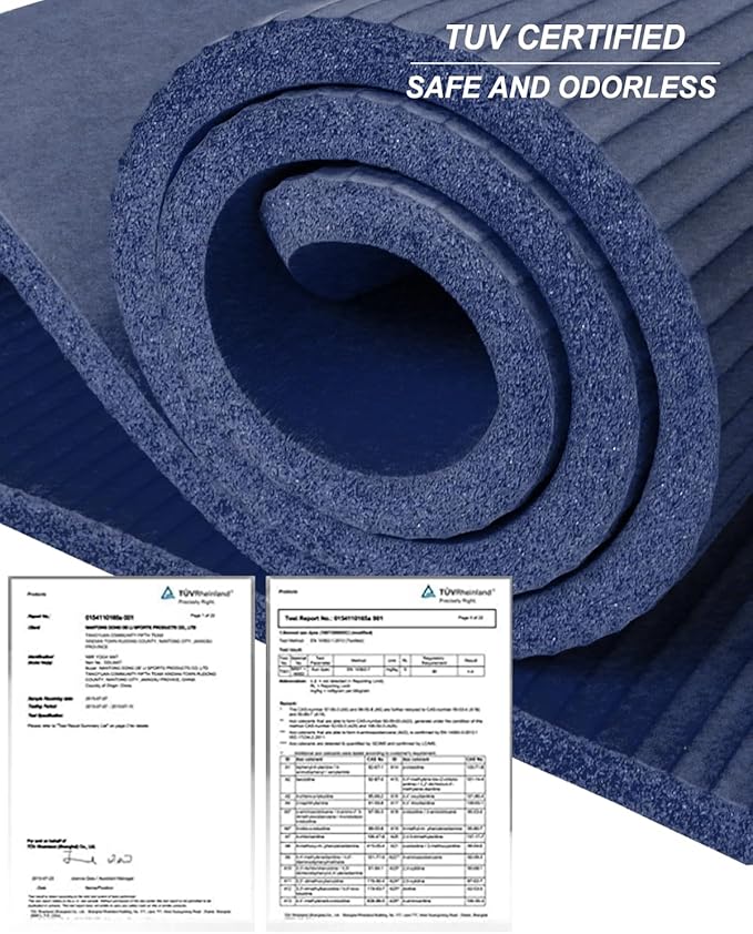 Yoga Mat Thick Wide Yoga Mats for Women Men Large Exercise Mat 78"x35" 1/2 Inch Workout Mat for Home Gym, with Carrying Yoga Bag - Bloomnest