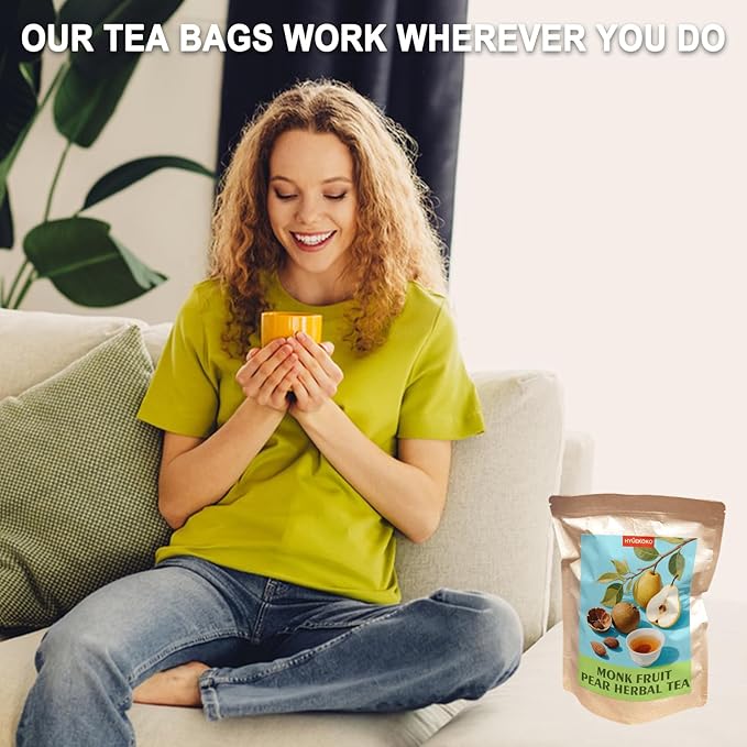 40 Bags Monk Fruit Pear Tea, Caffeine-Free Natural Ingredients Herbal Tea Bags, Supports Lung Cleanse, No Additives, Daily Enjoyment Tea for Women - Bloomnest