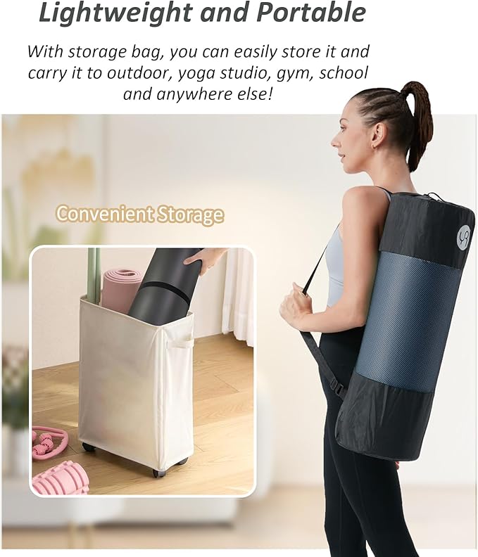 Yoga Mat Thick 1 inch Exercise Mat 76.7"x24" Workout Mats for Home Gym, Non-slip Yoga Mat for Women Men, with Carrying Yoga Bag - Bloomnest