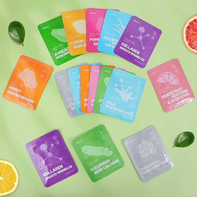 48 Pack Collagen Hydrating Face Masks Skincare for Women, Moisturizing & Soothing Face Mask for All Skin Types, Facial Masks Set Spa Gifts for Women, Bulk Sheet Face Mask for Skin Care - Bloomnest