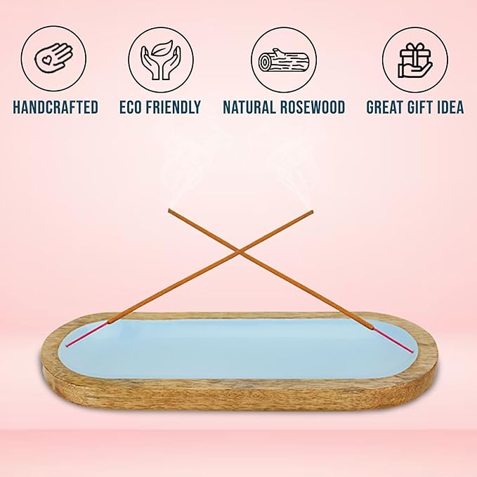 Raajsee Hand Painted Incense Holder,Wooden Incense Burner,Ash Catcher, Incense Tray 11x4x1.5 Inches, Best for Home Fragrance-Aesthetic Room Décor - Bloomnest