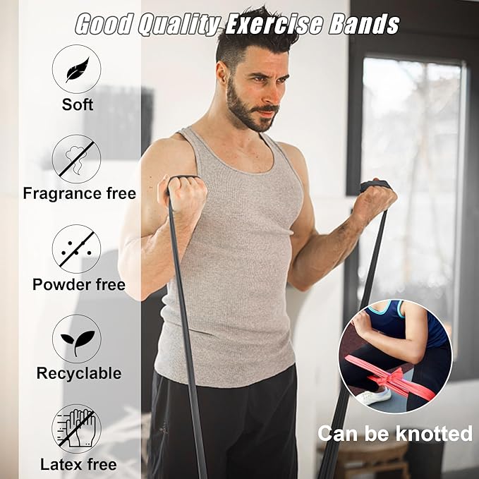 Resistance Bands for Working Out, Physical Therapy Bands, Latex Free Elastic and Exercise Bands Set for Stretching, Suitable for Rehab, Yoga, Pilates, Gym, Home Exercise - Bloomnest