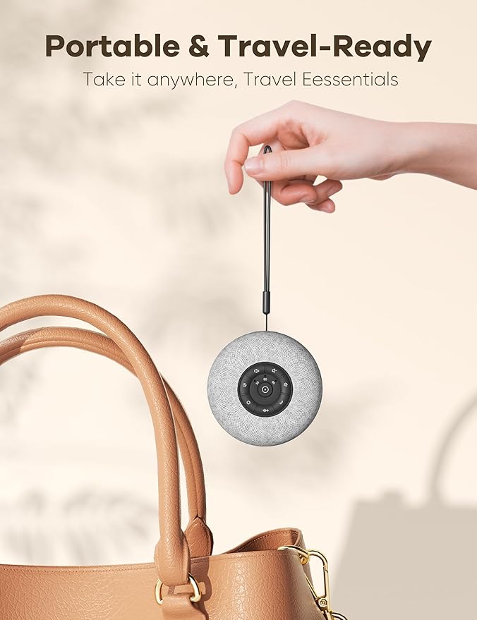 Portable Sound Machine, Long Battery with Loud Bluetooth Speaker, 39 Special Soothing Sounds, White Noise Sound Machine for Sleeping