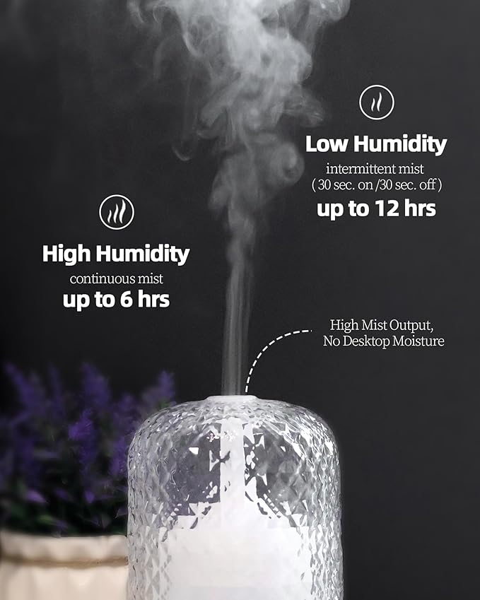 Essential Oil Diffuser – 2.4MHz Ultrasonic Aromatherapy Diffuser, Health Night Light, Timer & Auto Shut-Off, BPA-Free, 120ml Glass Oil Diffuser for Home, Office, Spa, Yoga - Bloomnest