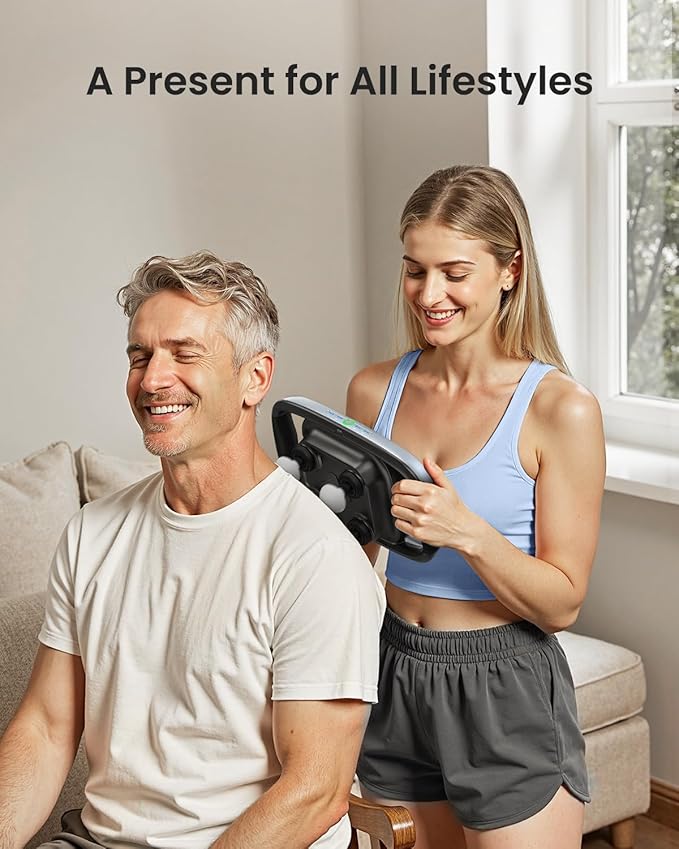 RENPHO Massage Gun Deep Tissue, Handheld Massager with Replaceable 4-Head and Plate, Muscle Percussion Massage Tool for Neck, Back, Leg, Gifts for Women Men, Quad - Bloomnest