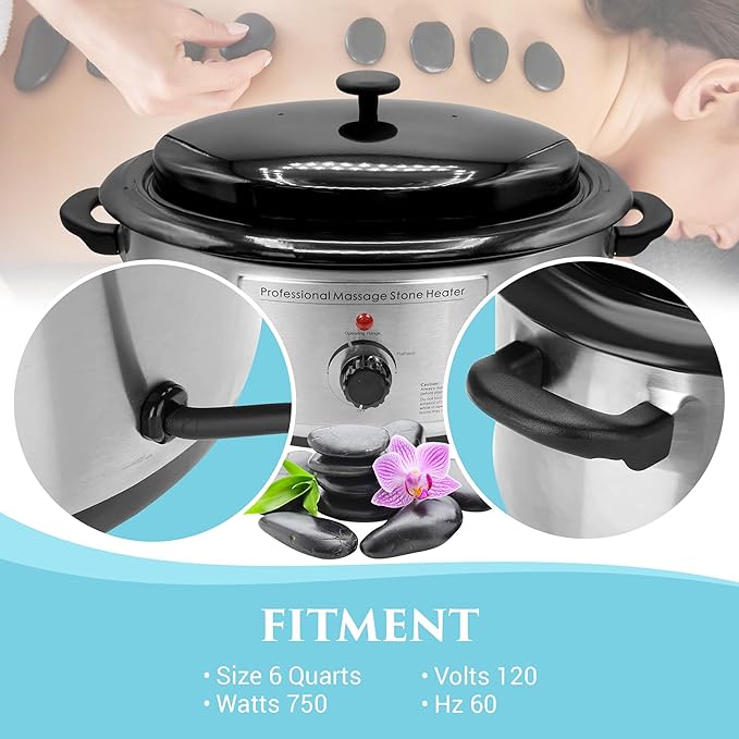 NRG Professional Hot Stone Warmer for Massage Therapy, 6 Quart - Hot Stone Heater Hot Stones Warmer Massage Stone Heater Massage Stone Warmer Massage Accessories - Adjustable Temperature Control - Bloomnest