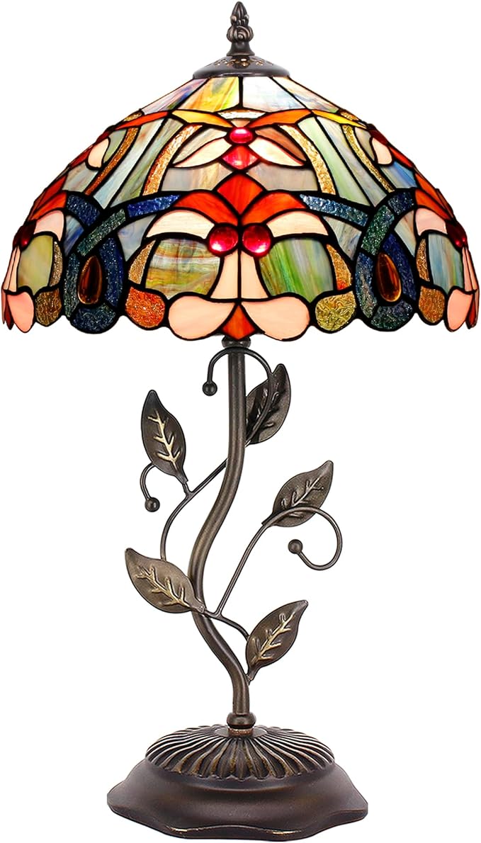 Tiffany Lamp Table Lamp Stained Glass Desk Lamps 12X12X19 Inches Reading Light Decor Bedroom Living Room (Blue Pink Liaison Style) - Bloomnest