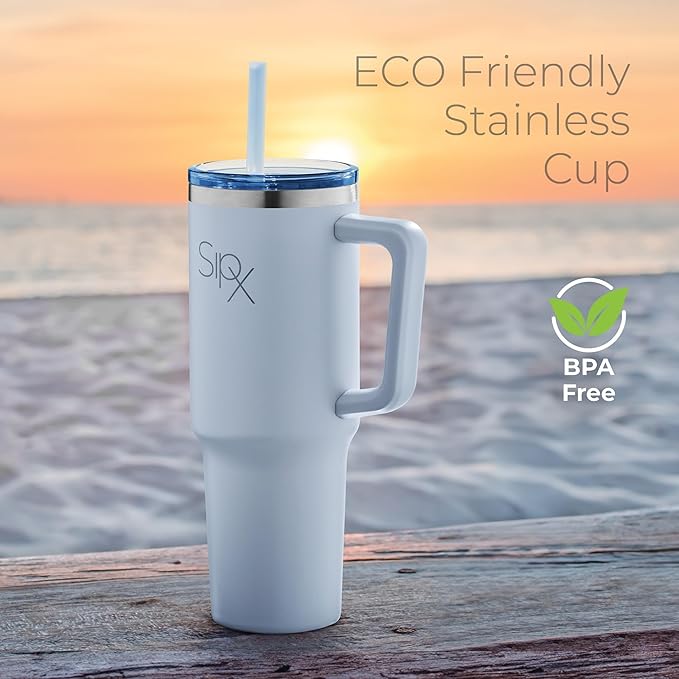 SIPX™ Insulated Tumbler With Lid And Straw, 40oz. Tumbler With Handle Keeps Cold 12 Hours, Water Bottle Thermos With Lid, BPA-Free Reusable Insulated Coffee Tumblers, Travel Mug Great For Beach Party - Bloomnest