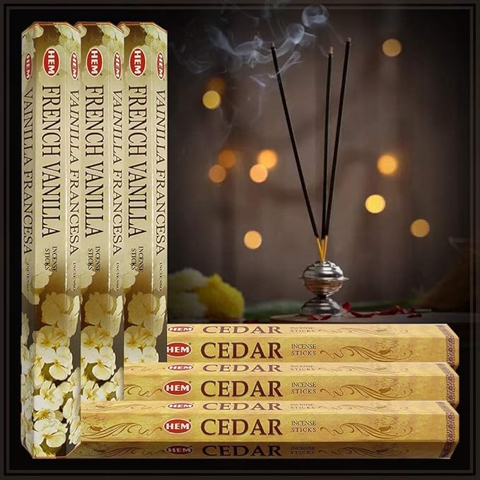 TRUMIRI French Vanilla & Cedar Incense Sticks Bundle - 6 Sets of 20 Sticks Each, 120 Count