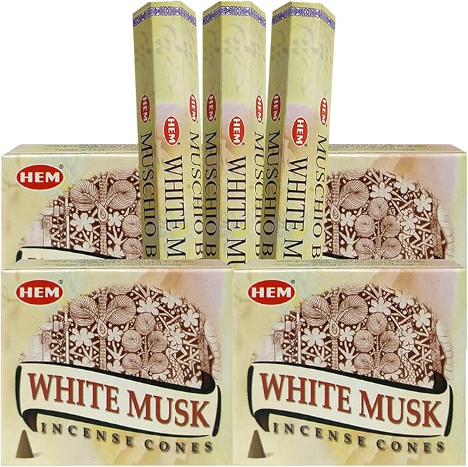TRUMIRI White Musk Incense Sticks and Cone Incense Holder Variety Pack Bundle TRUMIRI