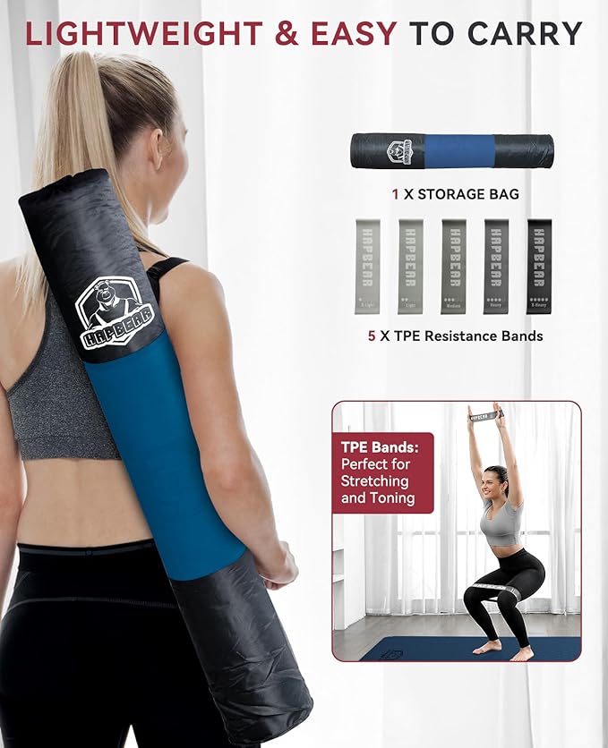 HAPBEAR Large Yoga Mat - 72"x36"x6mm (1/4 inch), Extra Wide Non-Slip Exercise Mat for Home Workout, Yoga, Pilates & Stretching, Durable & Eco-Friendly, Includes Bonus Resistance Bands & Carry Bag