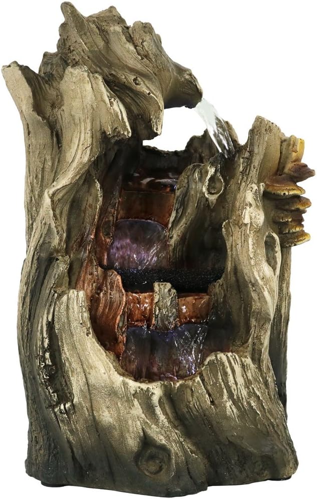 Sunnydaze Tabletop Water Fountain - 14 Inch Relaxing Indoor Desktop Water Fountain - Cascading Caves with LED Lights - Office, Bedroom, Living Room - Bloomnest
