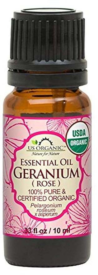 US Organic 100% Pure Rose Geranium Essential Oil (Sourced from South Africa) - USDA Certified Organic, Steam Distilled (10 ml) - Bloomnest