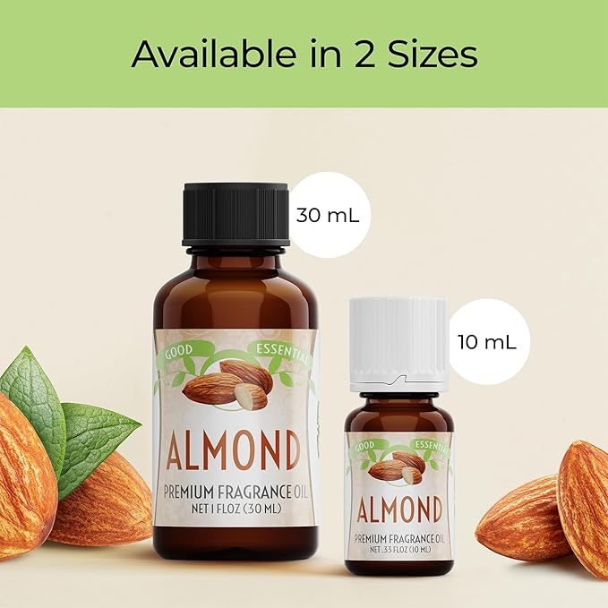 Good Essential – Professional Almond Fragrance Oil 10 ml for Diffuser, Candles, Soaps, Perfume, Aromatherapy 0.33 fl oz GoodEssential