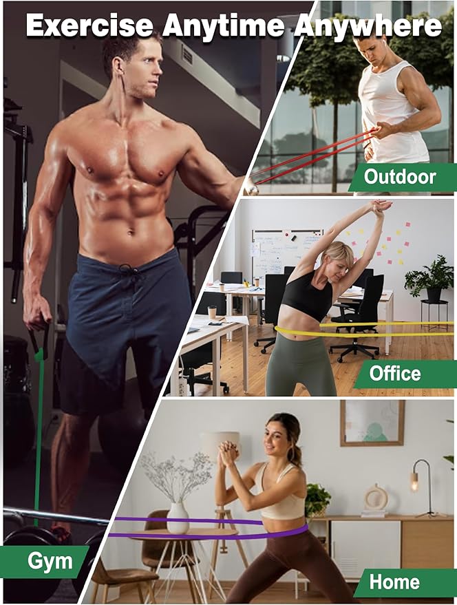 Resistance Bands Set for Pull Up Assistance, Exercise Workout Bands Set with Handles and Door Anchor, Elastic Band for Working Out, Body Stretching, Muscle Training, Men & Women - Bloomnest