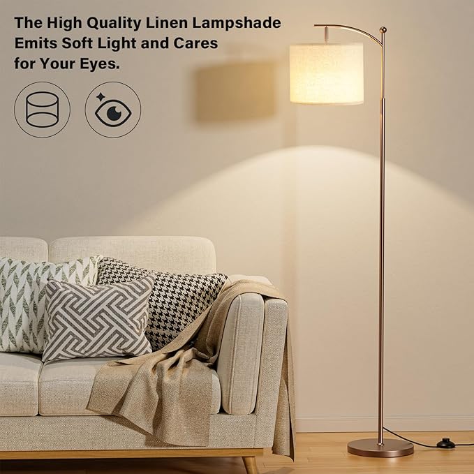 60" Floor Lamps with Remote Control & Bulb, Colors Temperature & Brightness Adjustable, Deep Beige Shade & Brown Pole - Bloomnest