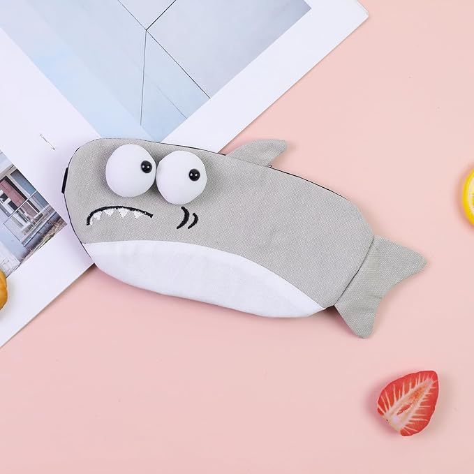 Cute Sleep Eye Masks for Kids, Kawaii Cartoon Kids Sleeping Mask for Women Boys Girls Teens, Soft Plush Adjustable Eyeshade Silk Travel Nap Eye Cover (Gray Shark+Green Crocodile) - Bloomnest