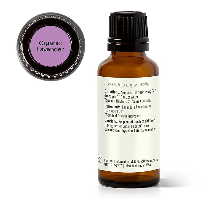 Plant Therapy Organic Lavender Essential Oil 100% Pure, USDA Certified Organic, Undiluted, Natural Aromatherapy for Diffusion & Topical Use, For Skin, Hair, Relaxation, Premium Therapeutic Grade 30 mL - Bloomnest