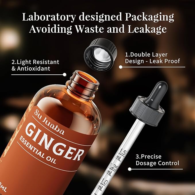 SU JUABA Ginger Oil 4 Fl Oz, 100% Pure Natural for Massage, Diffuser, Aromatherapy, Hair & Skin Care - 118ML Bloomnest