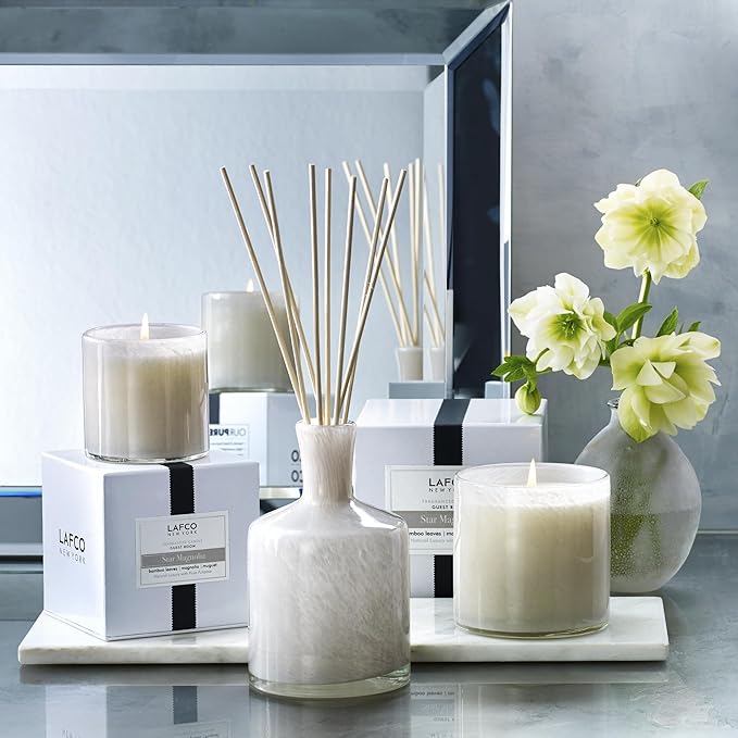 LAFCO New York Signature Candle, Star Magnolia - 15.5 oz - 90-Hour Burn Time - Reusable, Hand Blown Glass Vessel - Made in The USA - Bloomnest