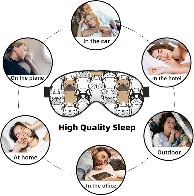 Sleep Eye Mask Cute Cartoon Bulldog Sleep Mask for Women Men Comfortable Eye Mask with Adjustable Strap Soft Eye Cover Blindfold for Travel Yoga Nap Shift Work - Bloomnest