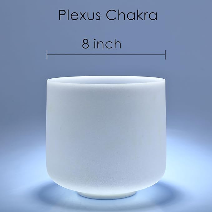 TOPFUND E Note Crystal Singing Bowl 8" Solar Plexus Chakra with Heavy Duty Carrying Case and Suede Mallet - Bloomnest