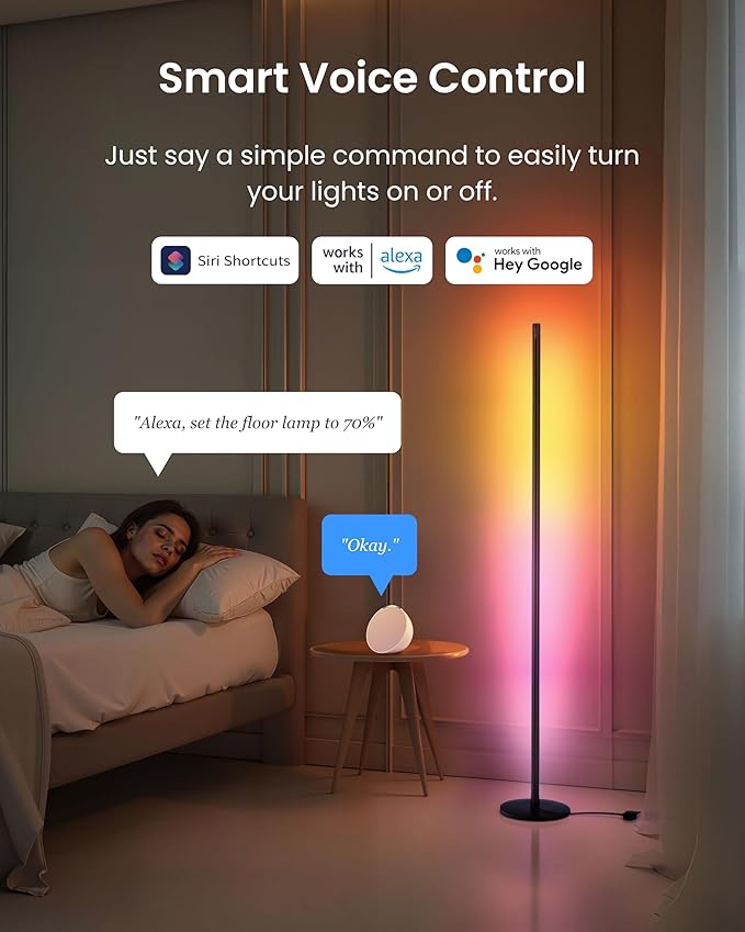 SwitchBot Smart RGBICWW App-Controlled Floor Lamp with Matter, Warm & Cool White, Alexa-Compatible Lamp, Works with Apple Home, Google Home – 1200lm Music Sync, Lamp for Living Room for Bedroom - Bloomnest