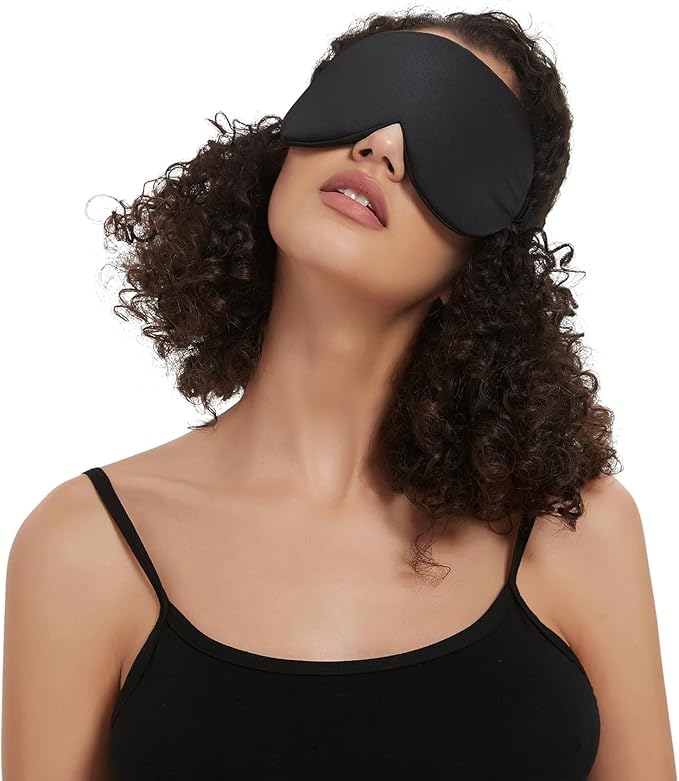 ALASKA BEAR Sleep Mask with Silk-Covered Headband for Hair Care, Silk Eye Mask Comfortable Scrunchy Band Over Ears (Built-in Contour Insert, Luxury 22 Momme) - Bloomnest