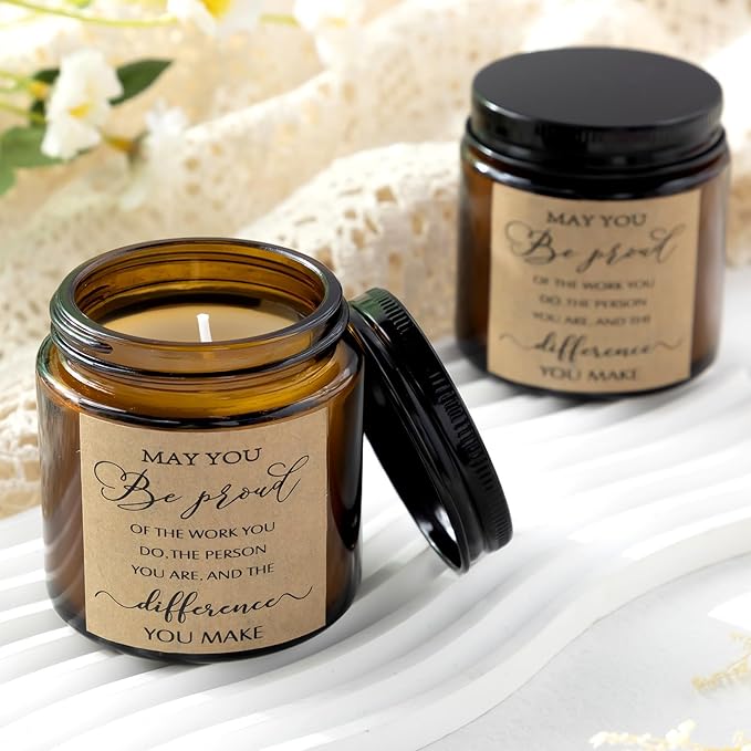 MTLEE 20 Pcs Thank You Gifts Candles 3.5 oz Employee Appreciation Inspirational Scented Soy Wax Candle Thank You Gift Christmas Gifts for Coworker Women Volunteer Teacher(Classic,Brown) - Bloomnest