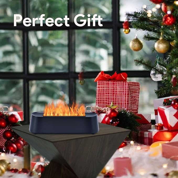7Color Aroma Diffuser with Remote,Volcano Diffuser for Home Large Room,Flame Diffuser Humidifier 10.7"×3"×3.1" (Black-01) - Bloomnest