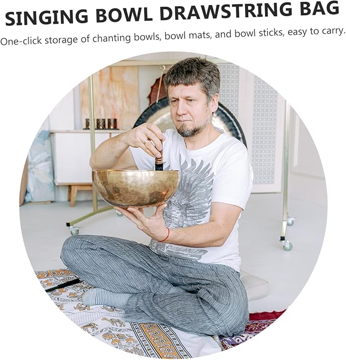 2pcs Tibetan Singing Bowl Pouch Sound Bowl Bag Drawstring for Meditation Zen Style Storage Bag for Sining - Bloomnest