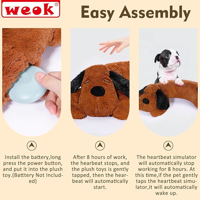 Puppy Heartbeat Toy for Separation Anxiety Relief, Heartbeat Stuffed Animal Anxiety Calming Behavioral Aid Plush Toy for Dogs Cats Pets - Bloomnest