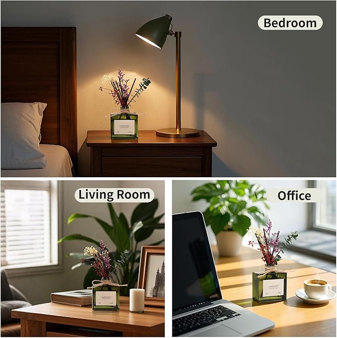 Reed Diffuser, 6.09 oz Earthy Sandalwood Scent Diffuser with Sticks & Dried Flowers, 120 Days Long Lasting diffusers for Home, Elegant Fragrance for Bathroom Bedroom Office Decor Air Fresh - Bloomnest
