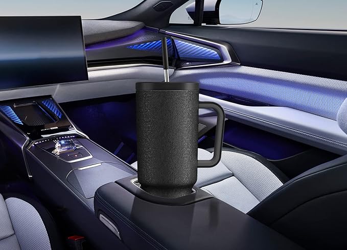 Meoky 40oz Tumbler with Handle, Leak-proof Lid and Straw, Insulated Coffee Mug Stainless Steel Travel Mug, Keeps Cold for 34 Hours or Hot for 10 Hours (Night) - Bloomnest