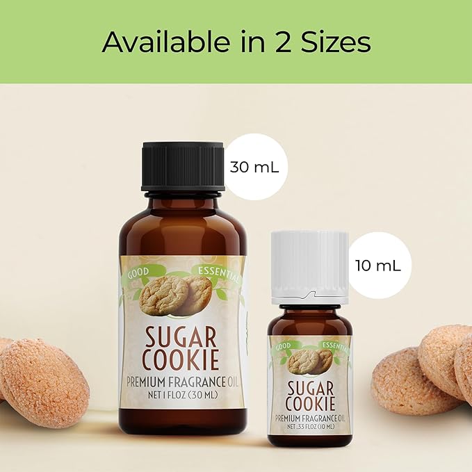 Good Essential - Professional Sugar Cookies Fragrance Oil 30ml for Halloween, Diffuser, Candles, Soaps, Lotions, Perfume 1 fl oz - Sugar Cookie Fragrance Oil for Candle Making GoodEssential