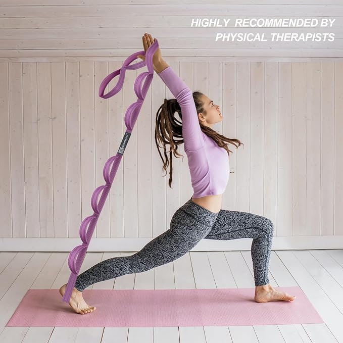 Premium Durable Stretch Straps with Loops, Stretching Strap for Physical Therapy, Multi-Loop Yoga Strap Fitness Exercise Strap for Yoga, Pilates, Dance, Flexibility&Exercise - Bloomnest