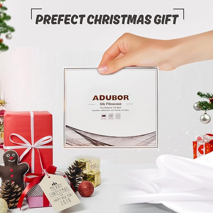 Adubor 100% Silk Pillowcase - Mulberry Silk Pillow Cases, 23 Momme 6A Grade Fibers, Silk Pillow Case for Hair and Skin Health, with Hidden Zipper (Queen 20''x30'', White, 1PC) - Bloomnest