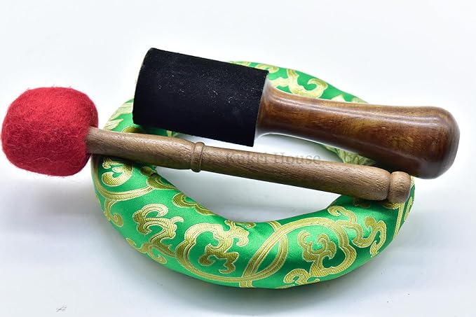 9 Inch Fine Etching Handmade Singing Bowl Yoga Meditation, with cushions and Mallet, Real Sandmade Singing Bowl from Nepal, healing bowls - Bloomnest