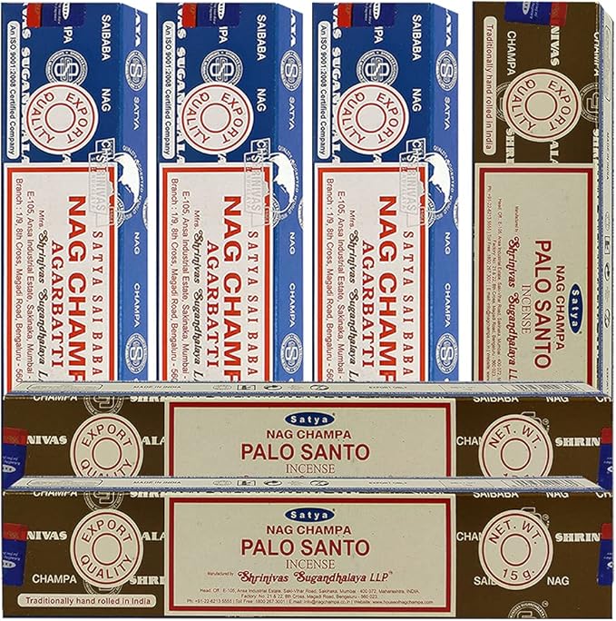 Nag Champa Palo Santo Incense Sticks & Holder Bundle Variety Pack from House of Satya Incense Sticks and Trumiri TRUMIRI