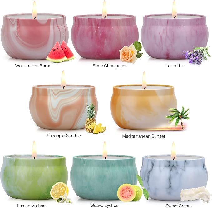 Scented Candles Gifts for Women, 8 Pack Candles for Home Scented, 8% Essential Oil Soy Candle, Stress Relief Gifts for Women, Aromatherapy Candle Set for Birthday, Thanksgiving - Bloomnest