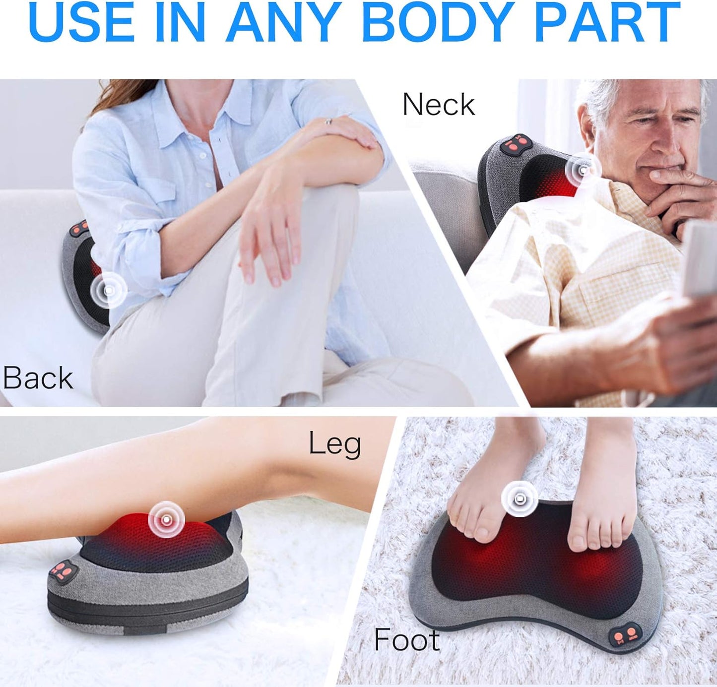 Papillon Shiatsu Back and Neck Massager with Heat, Deep Tissue Kneading,Electric Massage Pillow for Back,Shoulders,Legs,Foot,Body Muscle Pain Relief,Use at Home,Car,Office