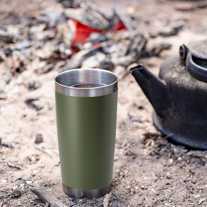 HASLE OUTFITTERS 20oz Tumblers Bulk Stainless Steel Cup with Lid Double Wall Vacuum Insulated Coffee Mug for Cold & Hot Drinks 1 Pack, Army Green