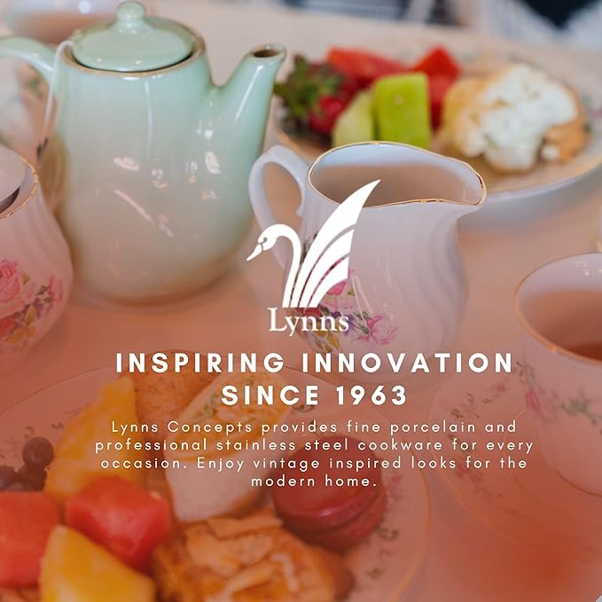 Lynns Porcelain Vintage Teapot with Embossed Swirls 37oz Tea Pot Classic White Tea Set for Parties & Celebrations Ideal Teapot for Tea Cups & Saucers Perfect for Tea Parties - Imperial Gold