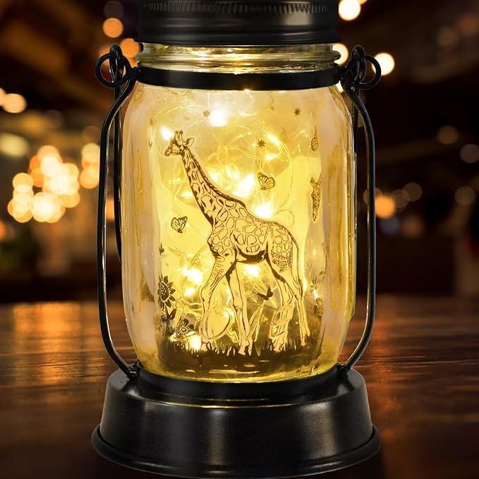 Giraffe Gifts for Women/Men Giraffe Lovers Solar Lantern Mom Birthday, Mothers Day, Christmas Gifts, Solar Garden Decoration Outside for Yard, Patio,Backyard,Porch, Torches - Bloomnest