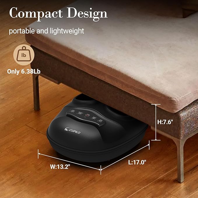 Shiatsu Foot Massager with Heat - Upgraded Foot Kneading Massage with App Control,Feet Massager for Plantar Fasciitis & Neuropathy Pain,Adjustable Compression & Heat,Fits Size Up to 13" - Bloomnest