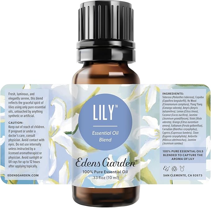 Edens Garden Lily Essential Oil Blend – 100% Pure Premium Grade, Toxin-Free Floral Oil, No Synthetics, Undiluted & Clean for Skin, DIY Soap Making, Perfume, Home & Car Diffusers 10 ml (.33 fl oz) - Bloomnest