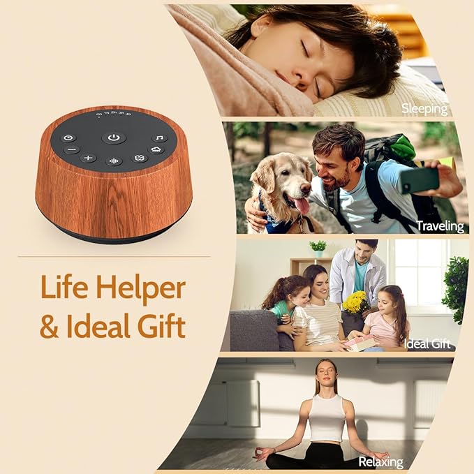 Color Noise Sleep White Noise Sound Machines 25 Soothing Sounds 32 Volume Levels 5 Timers and 4 Sound Categories Memory Function for Everyone, WOOD - Bloomnest