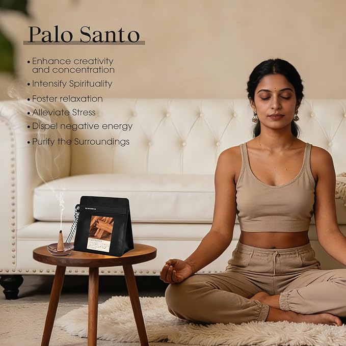 Palo Santo Incense Cones 30 Pcs with Holder - Natural Scent for Meditation & Space Cleansing Mosfantal